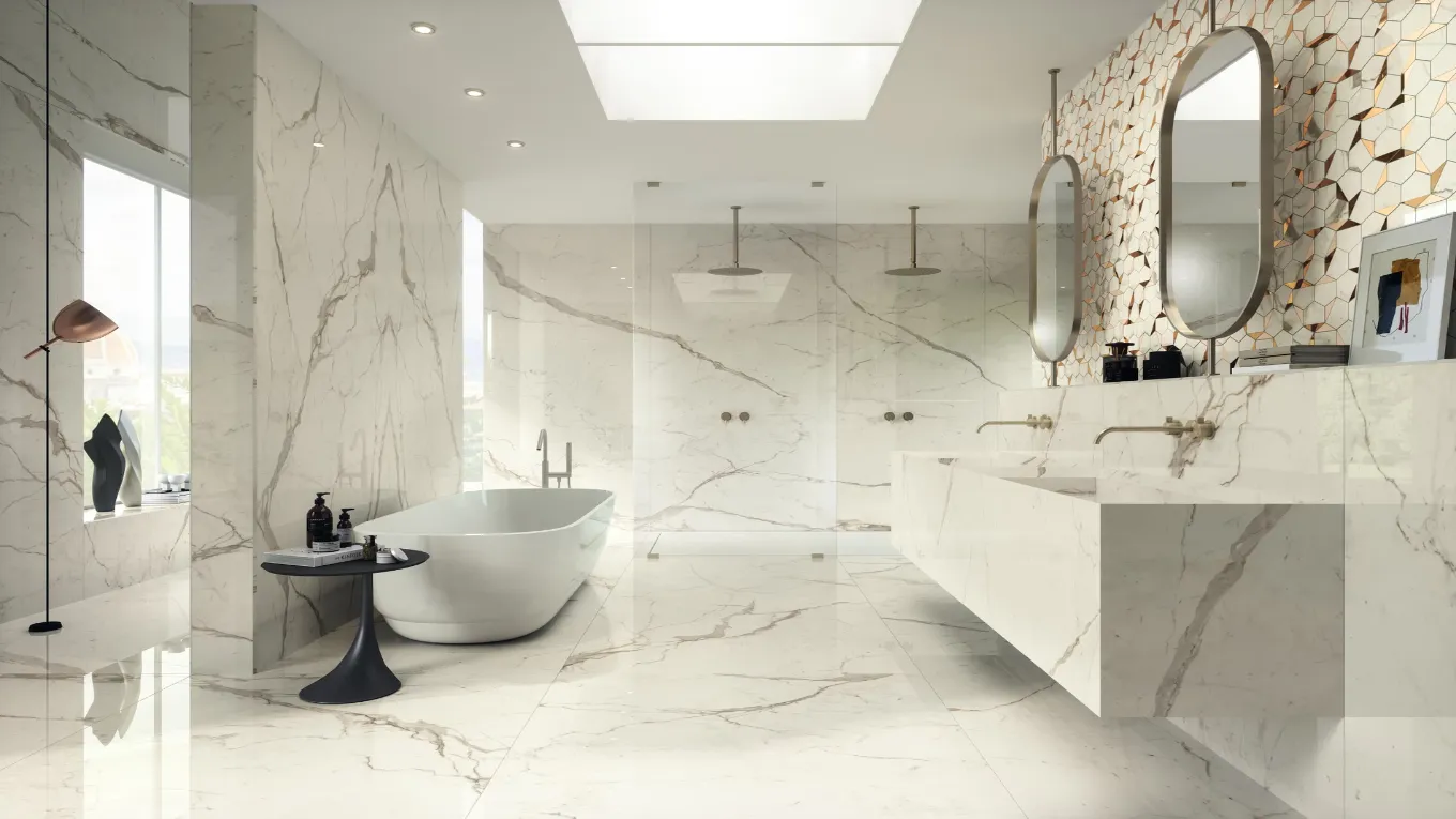 porcelain tiles in washroom